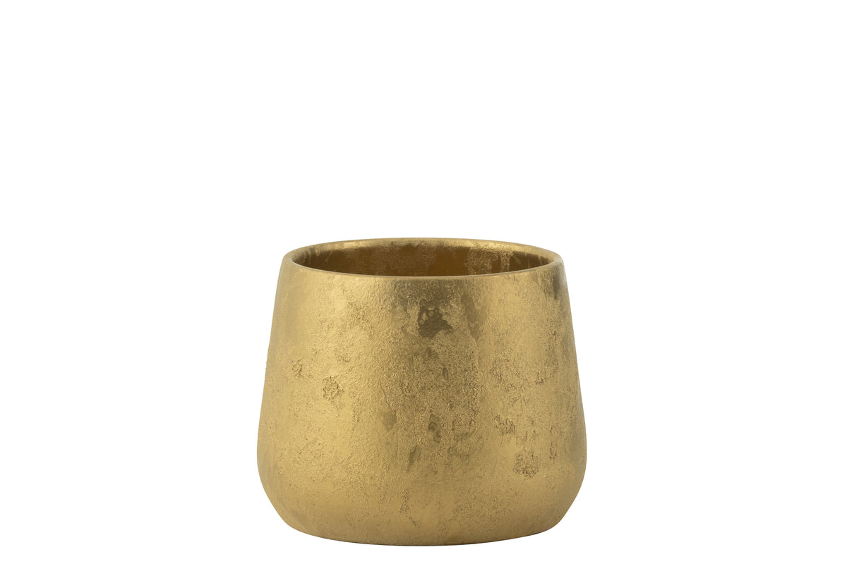 J-Line bloempot Rond - keramiek - goud - large - Ø 21 cm