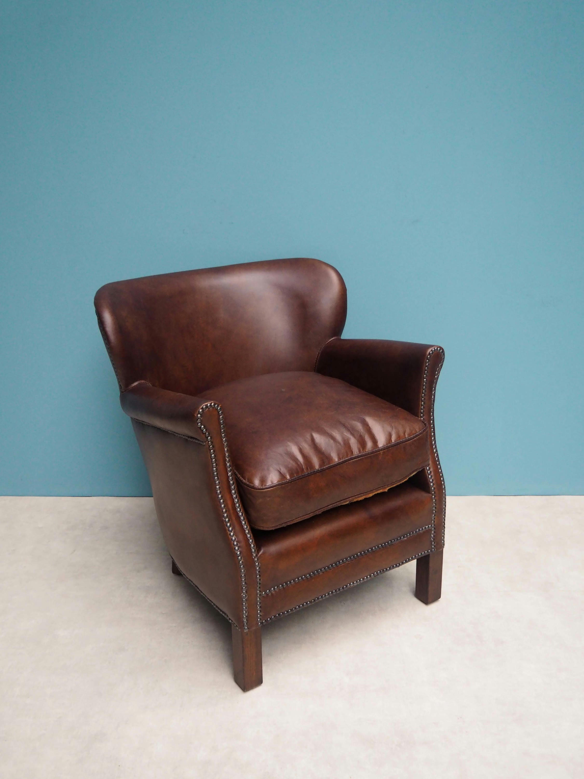 TURNER - Fauteuil en cuir marron