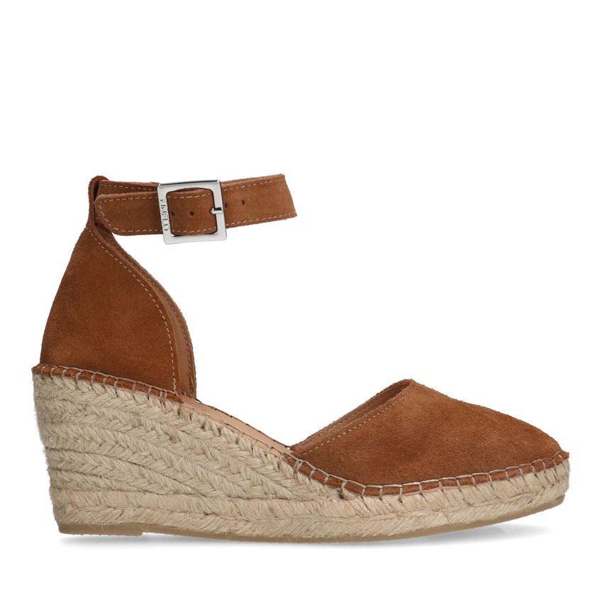 Manfield Cognac suède sleehakken