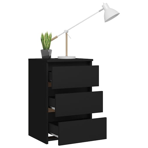 NNEVL Bed Cabinets 2 pcs Black 40x35x62.5 cm Chipboard
