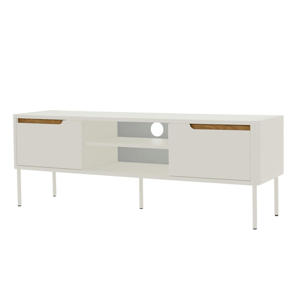 PATIPATI - Meuble TV moderne 141,5cm en bois blanc