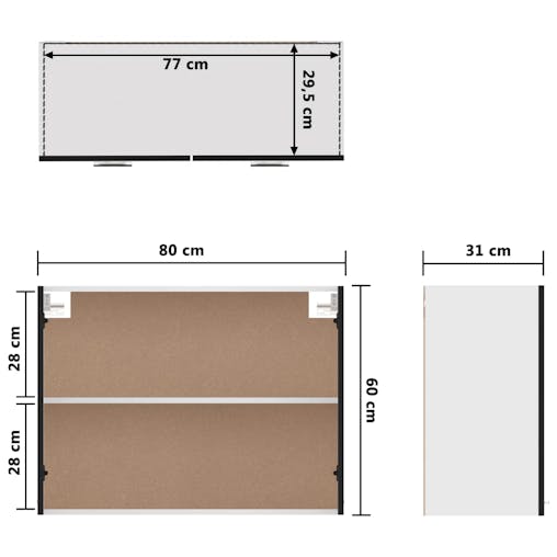 NNEVL Hanging Cabinet Black 80x31x60 cm Chipboard