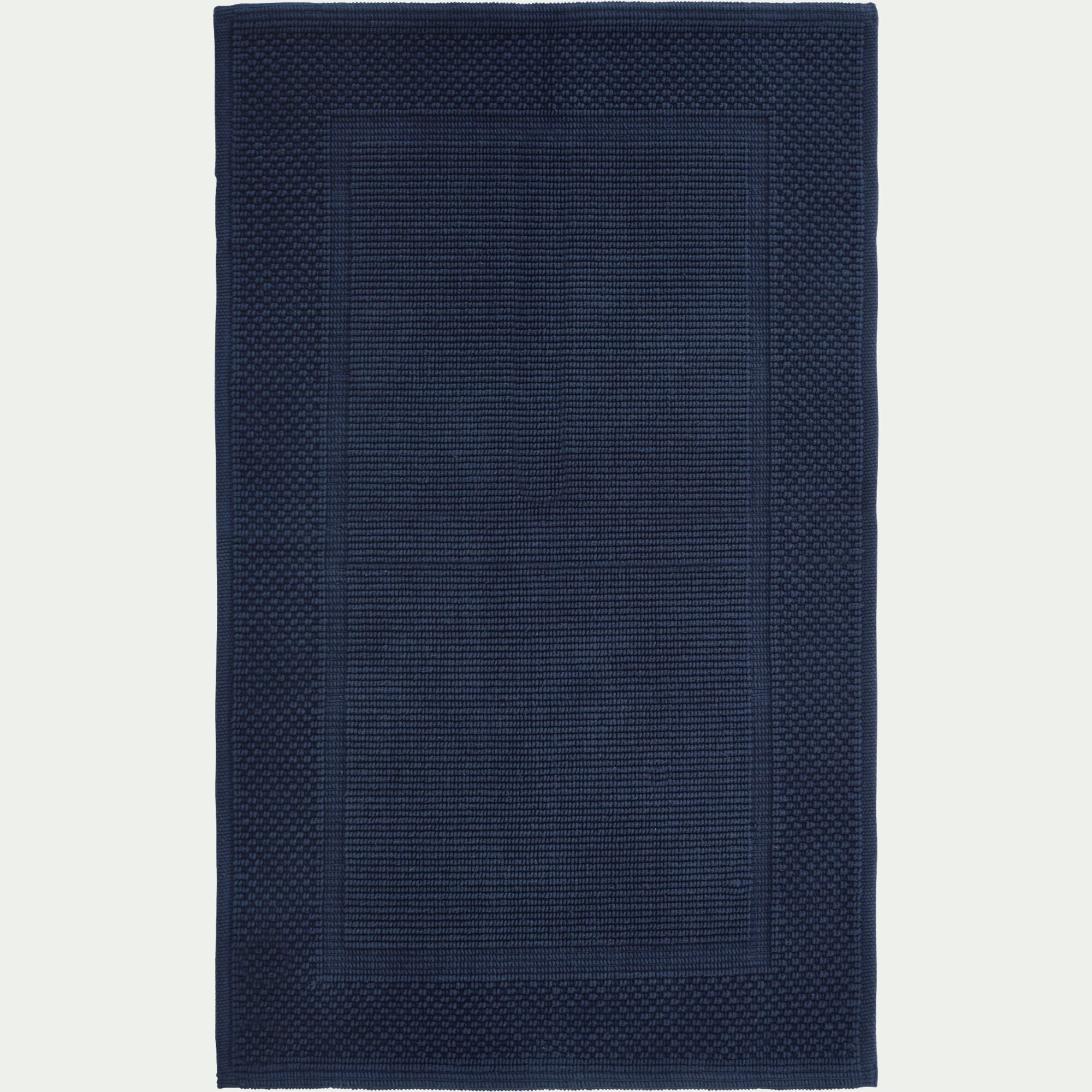 BAGNO - Tapis de bain jacquard en coton 60x100cm - bleu encre