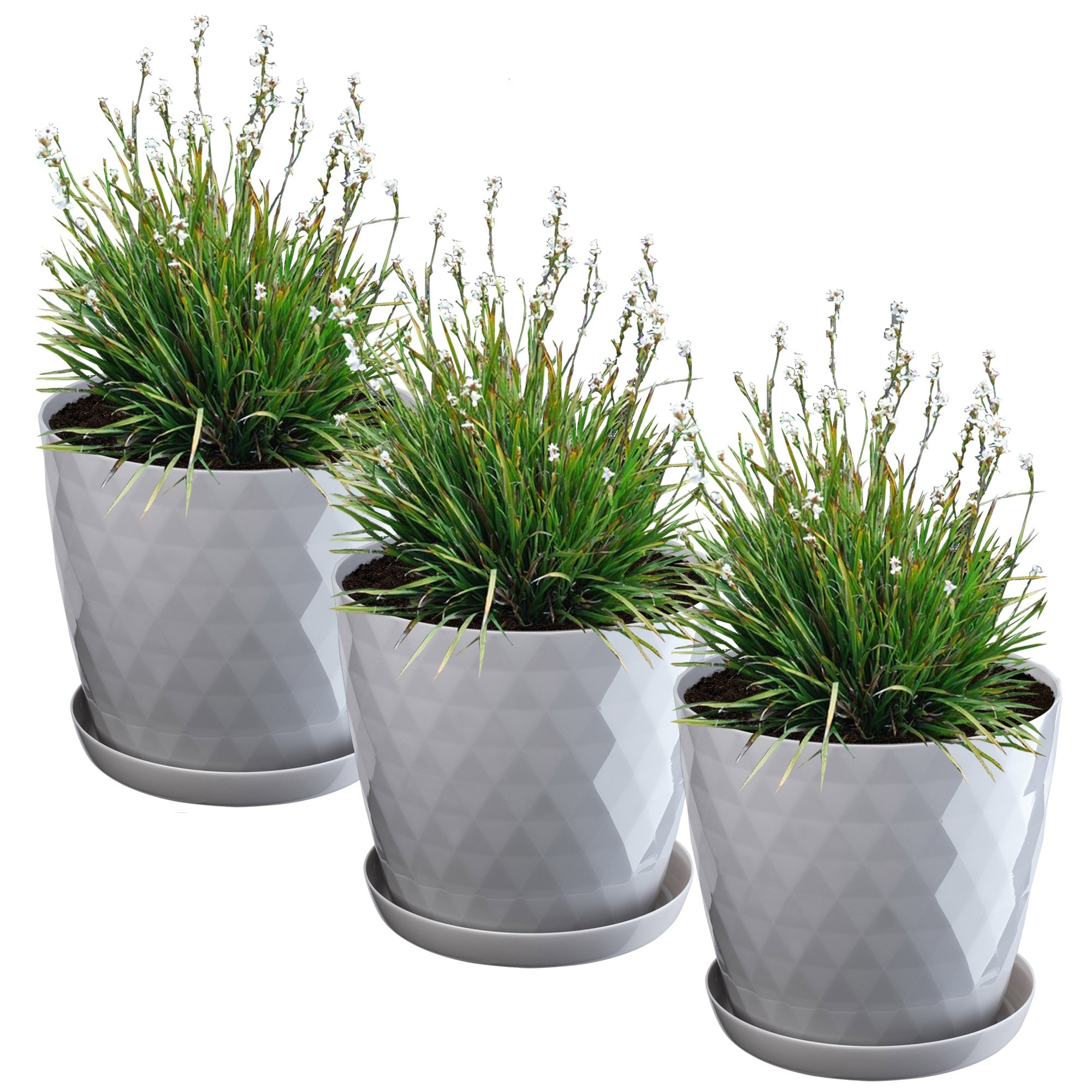 Kadax 3x Doniczka 30cm Osłonka   Podstawka Szara