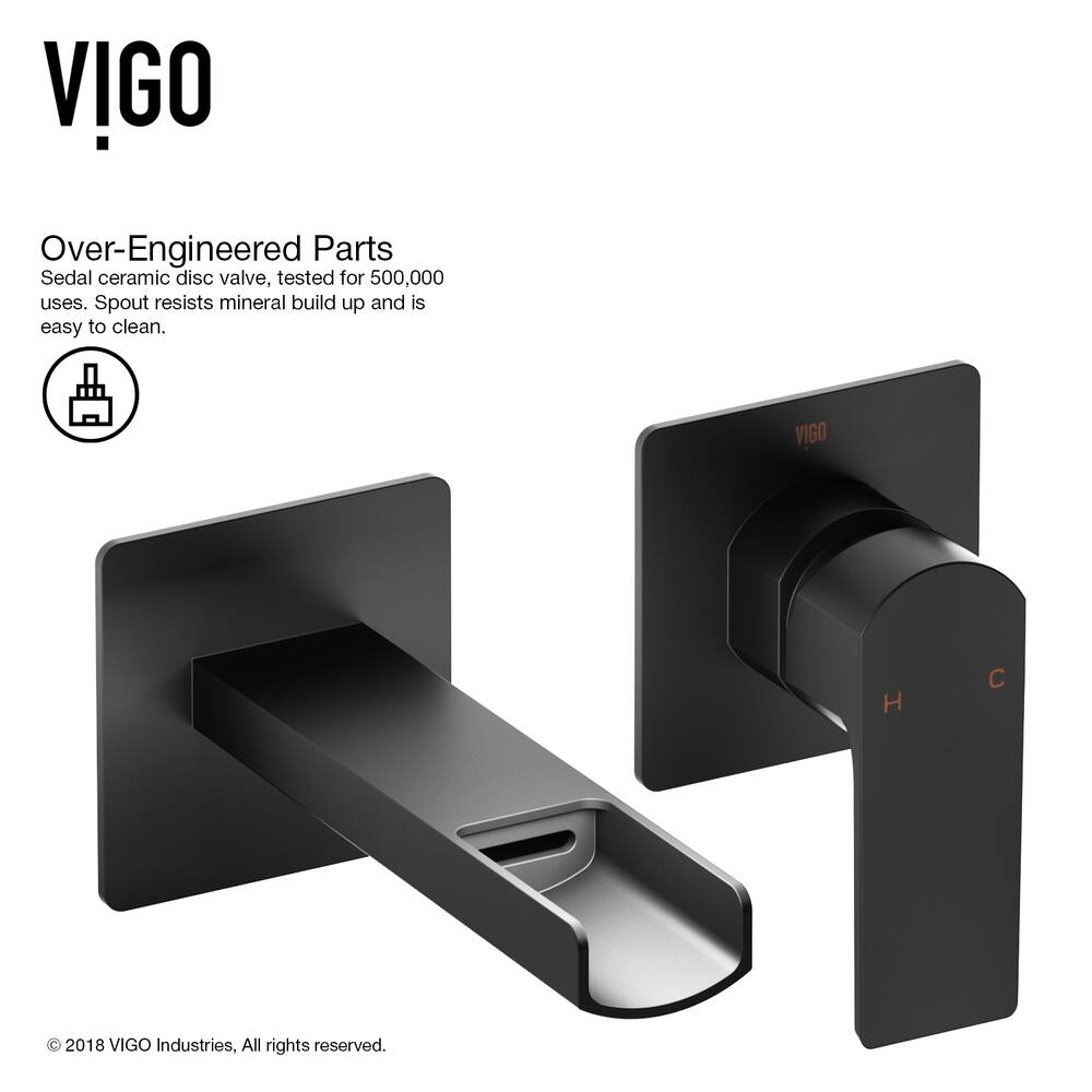 VIGO Atticus Wall Mount Single Lever Bathroom Sink Faucet, Matte Black
