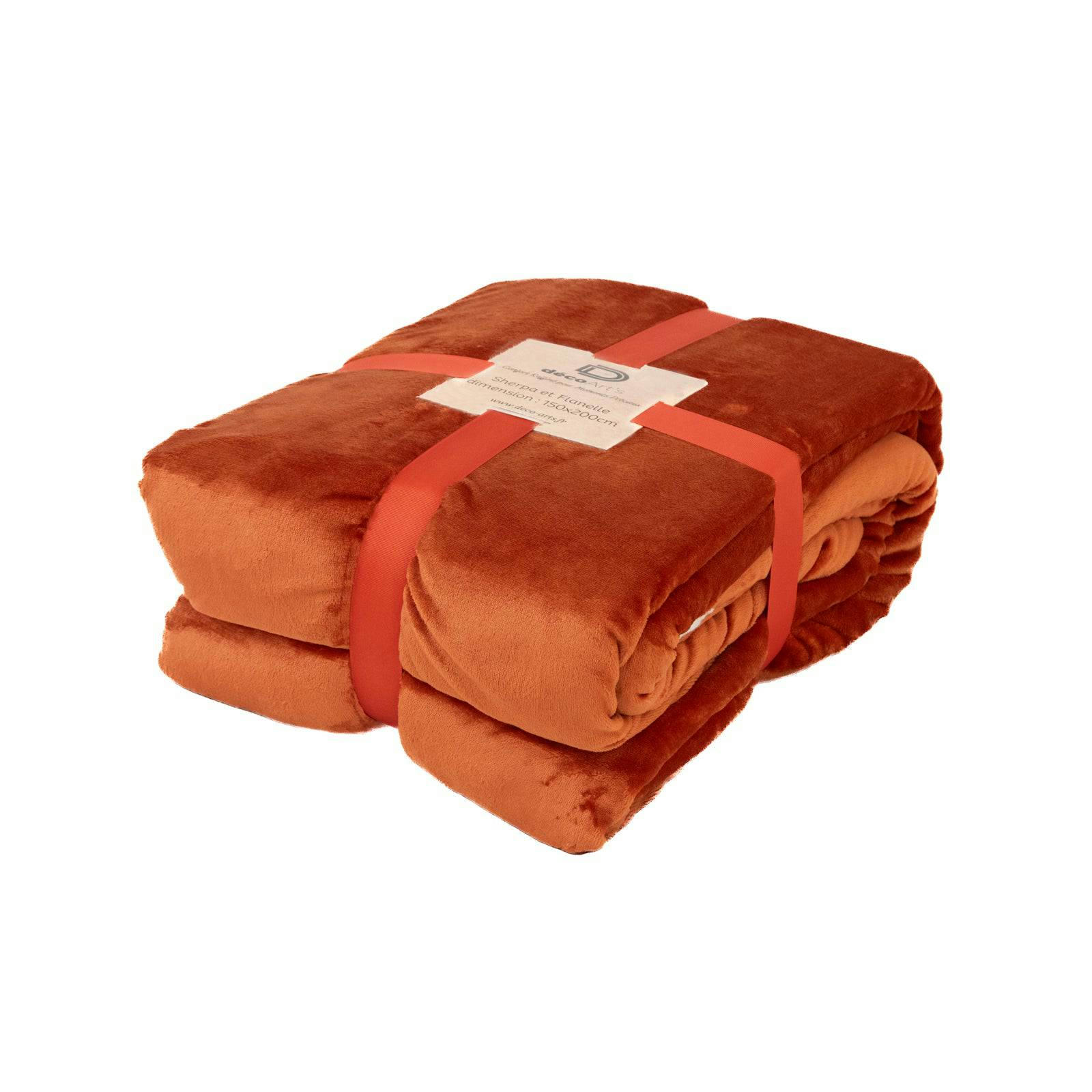 - Plaid Sherpa Flanelle 480GSM 150X200 Terracotta DECO ARTS