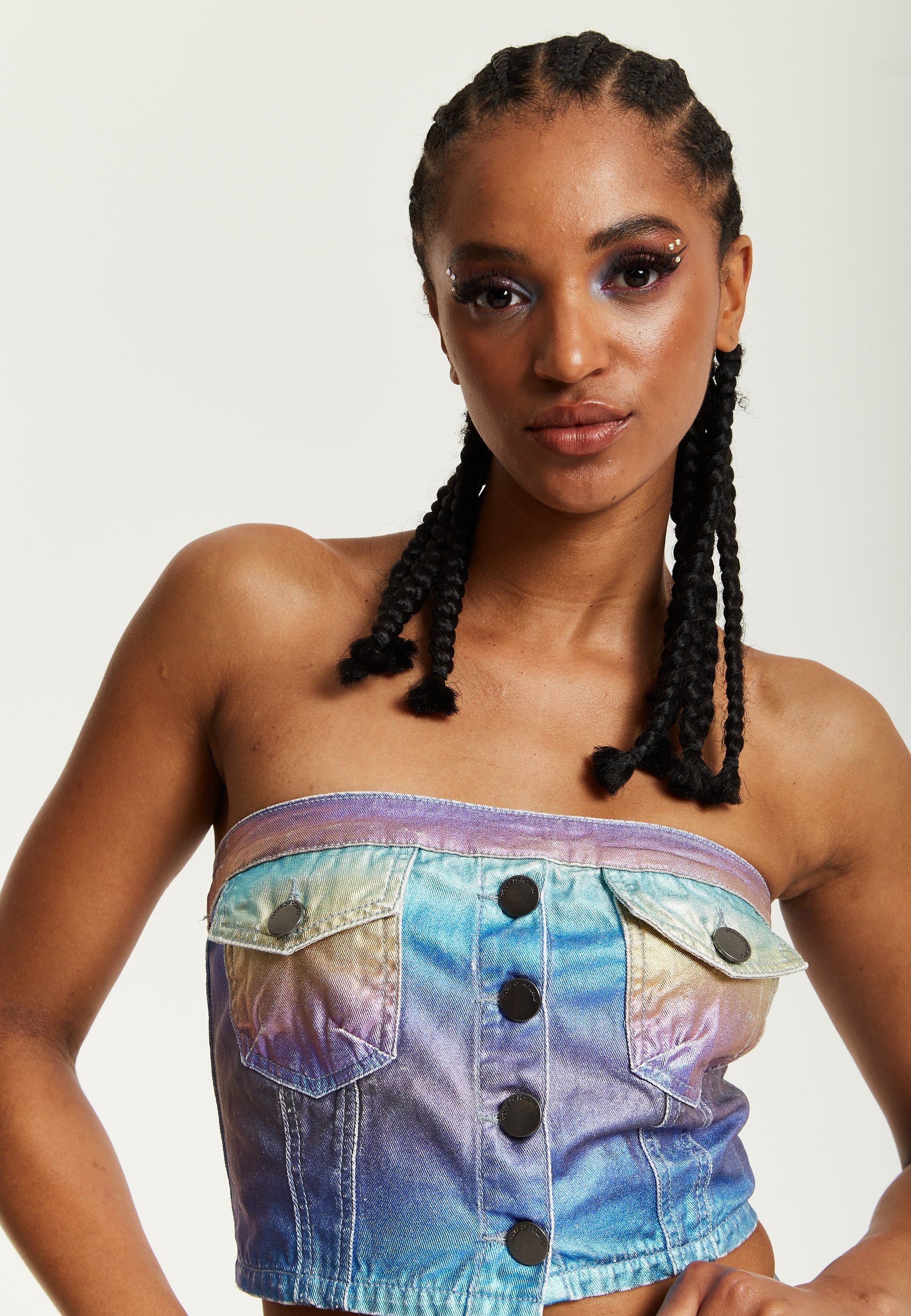 House of Holland Metallic Rainbow Bandeau Top