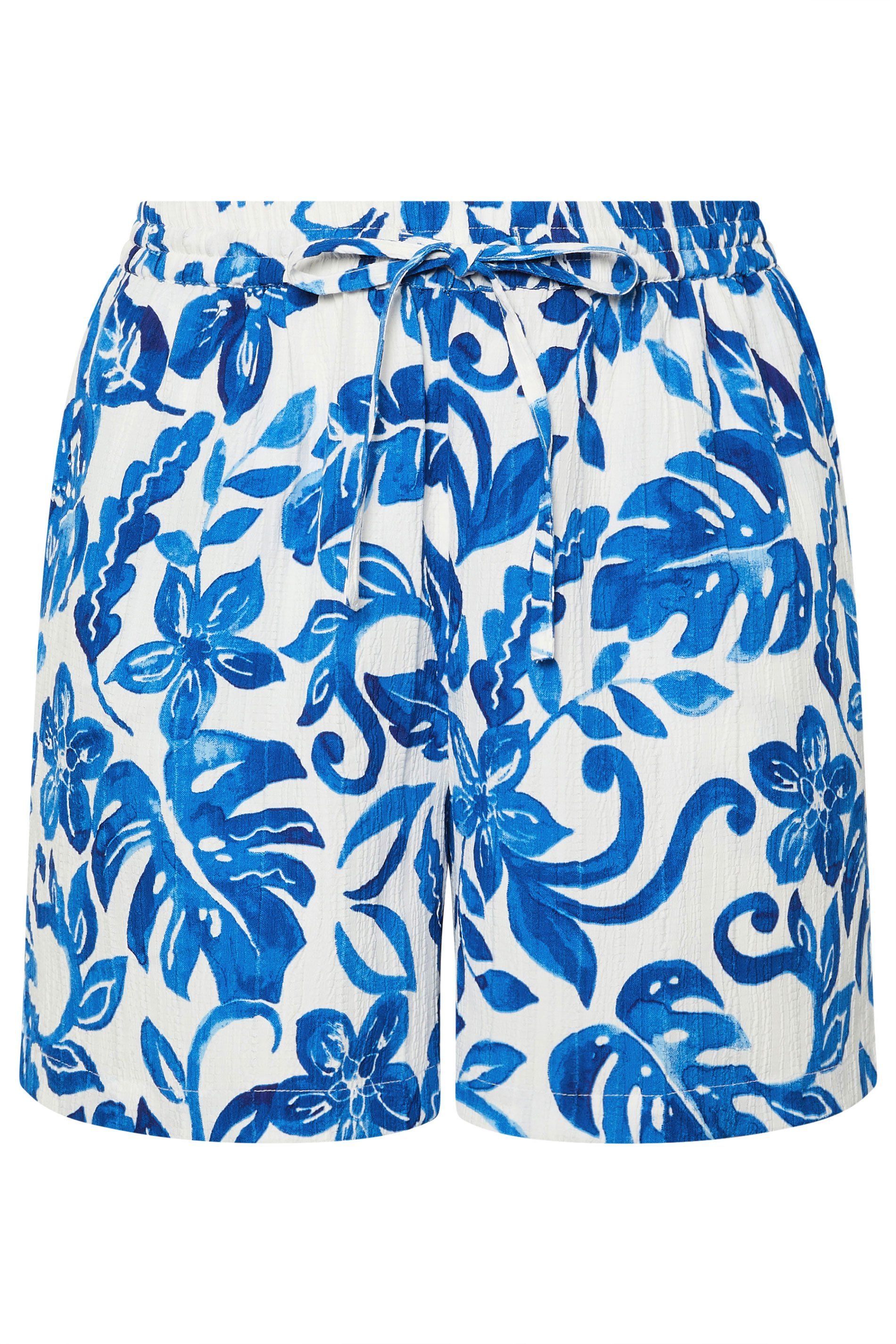 Yours Textured Palm Print Tie Front Shorts