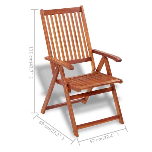 NNEVL Folding Garden Chairs 2 pcs Solid Acacia Wood Brown