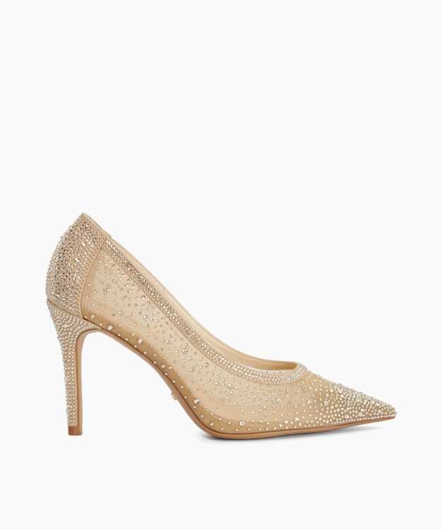Brightest Blush - Mesh Diamante Court Shoes