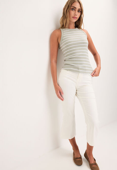 Womens Sage Stripe Racer Vest Top
