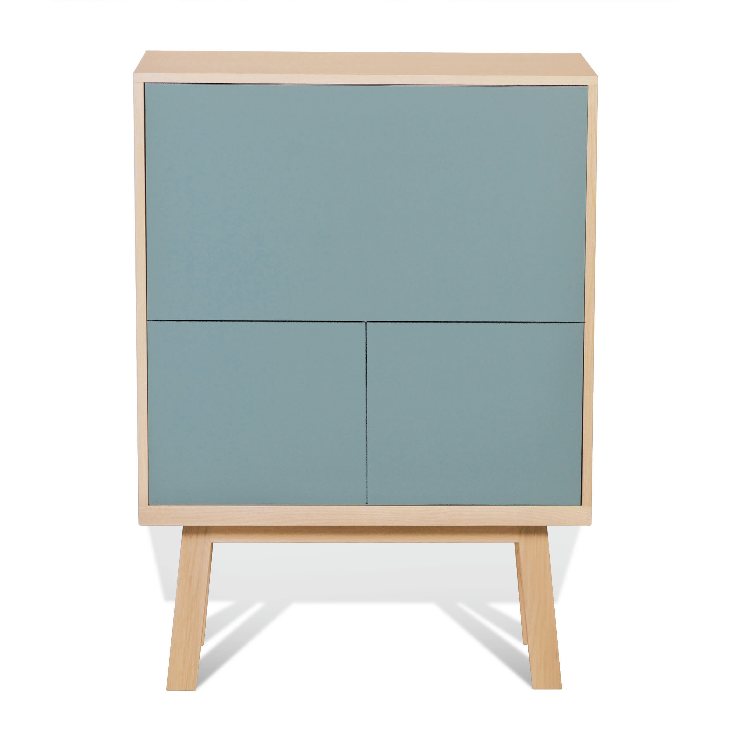 KUBE - Bureau secrétaire avec rangement de 90 cm de large, en frêne