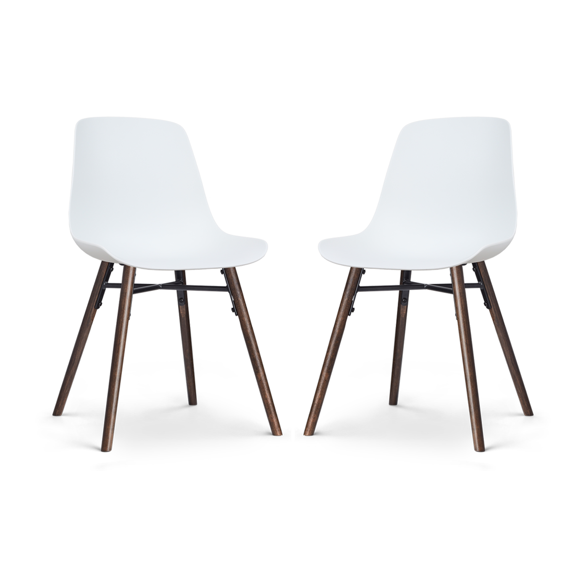 Nolon Nena-Pip Eetkamerstoelen Set van 2 - Wit - Walnoot Poten