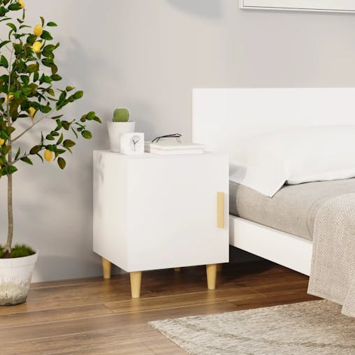 NNEVL Bedside Cabinets 2 pcs White Engineered Wood