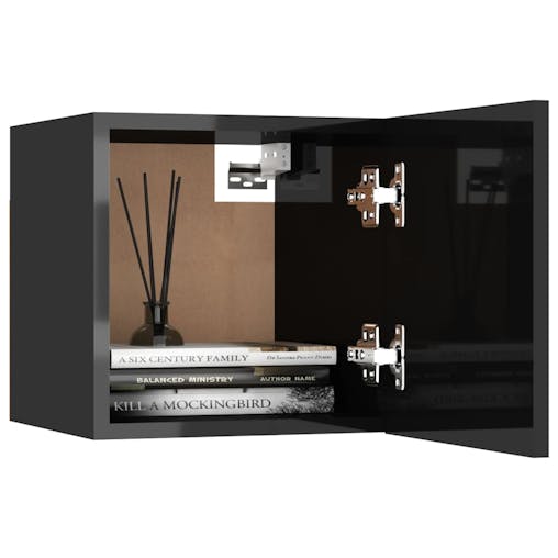 NNEVL Bedside Cabinet High Gloss Black 30.5x30x30 cm Chipboard