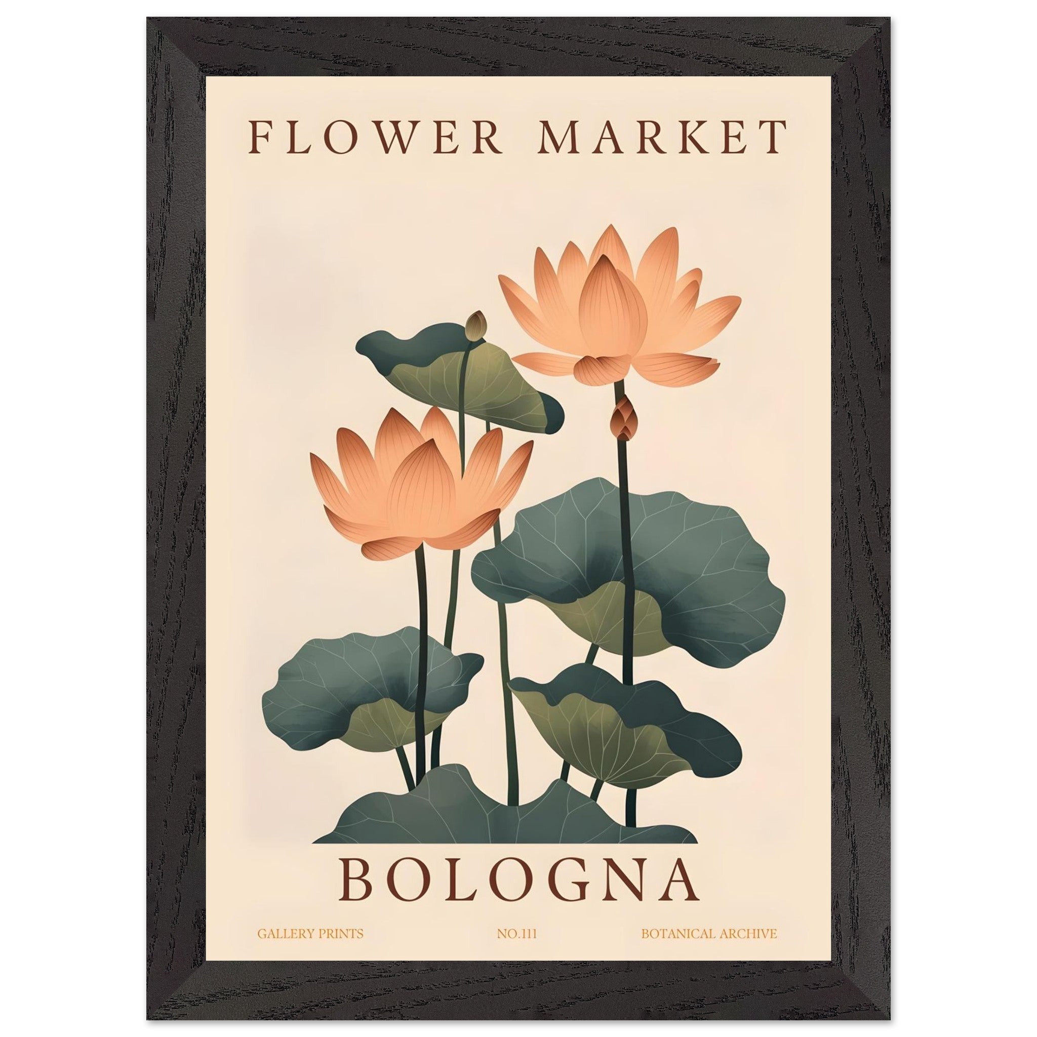 Artfulprints Poster met Lijst Flower market - Bologna  - A4 21x29.7 cm - Meerkleurig