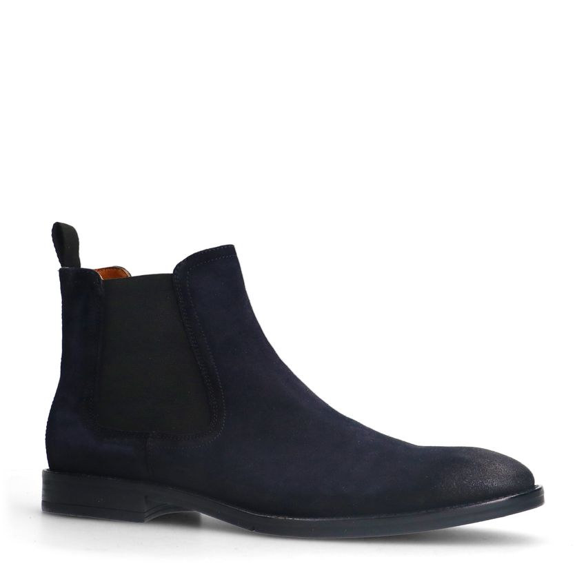 Manfield Blauwe suède chelsea boots