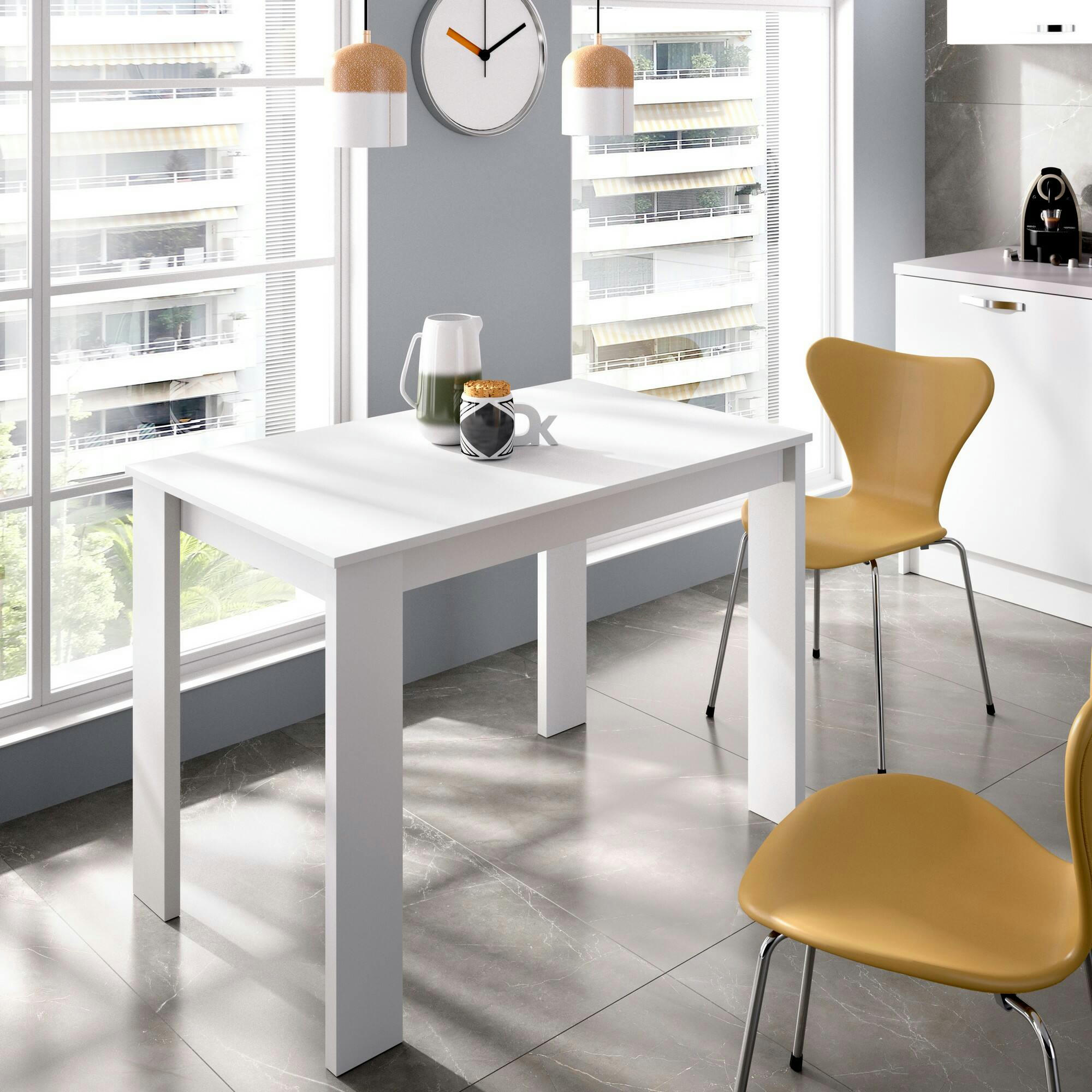 DAGHE - Table fixe effet bois blanc 110x67