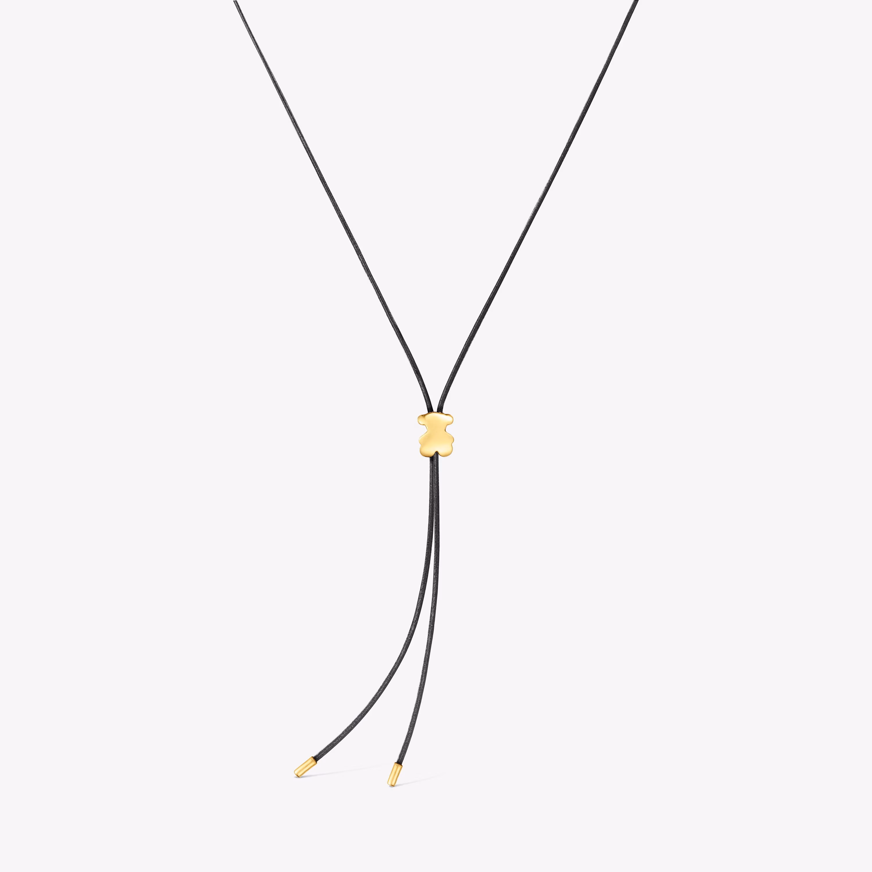 Collar largo con oso de oro 14 kt y caucho Bold Motif