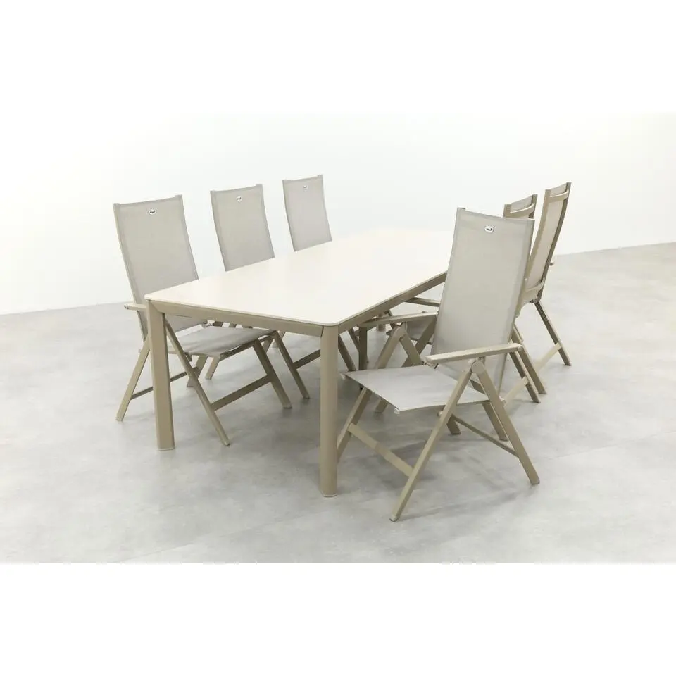Hartman Napoli/Kyra verstelbare tuinset voor 6 personen 240x100 cm. - Latte