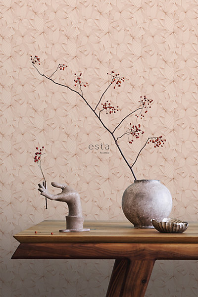 ESTAhome papier peint feuilles dessinées rose 50 x 900 cm