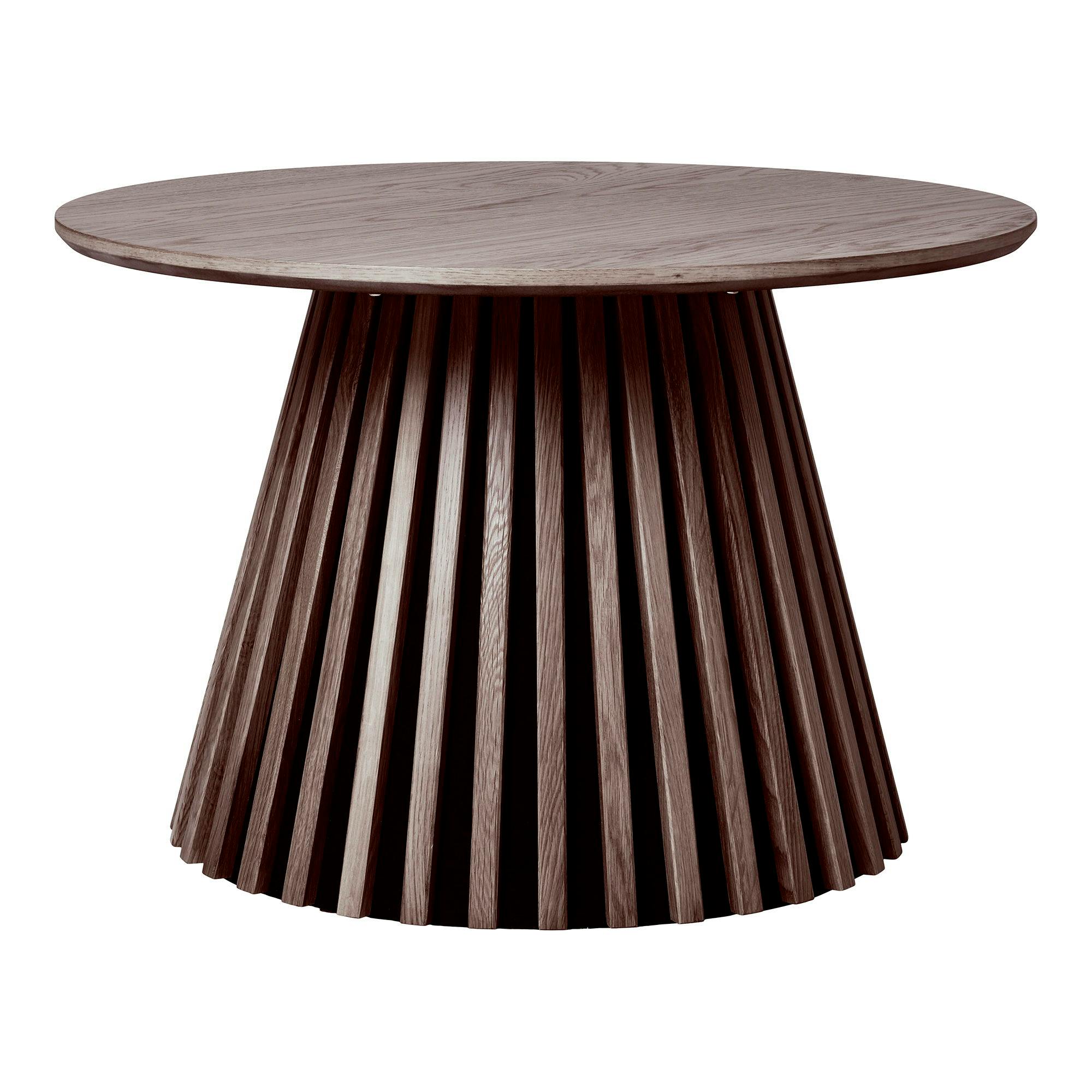 Table basse ronde en chêne brun avec piètement baguette ø70 cm AMSTERDAM