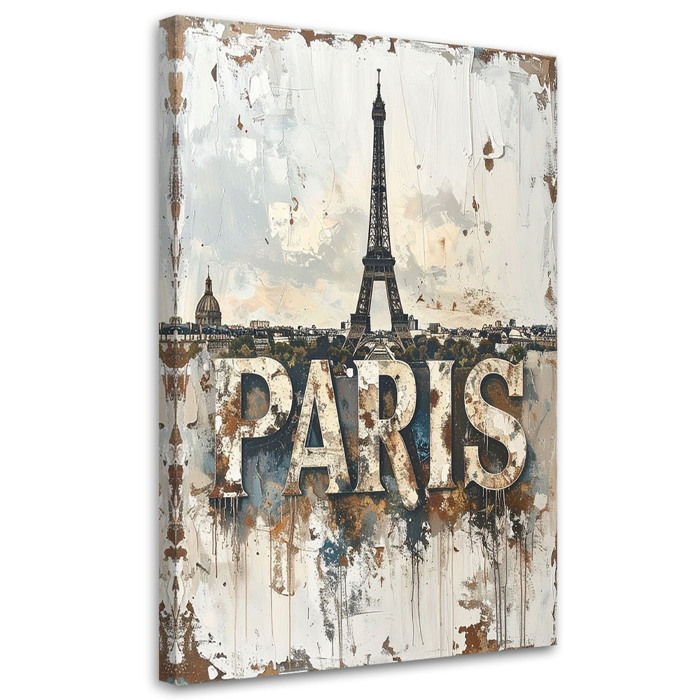 Obraz do salonu biura loftu hotelu, Napis Paryż Shabby Chic 20x30
