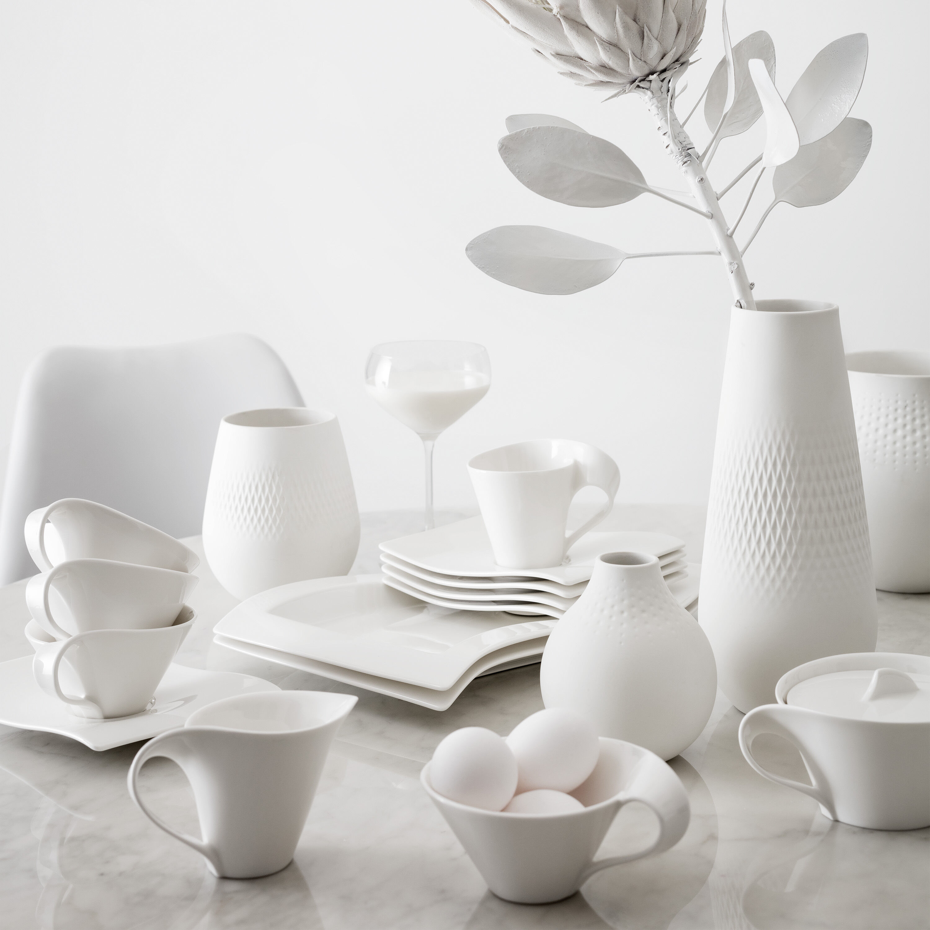 NewWave Coffee cup saucer - White, 7.1'' x 5.8'', Premium Porcelain