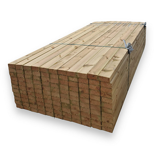 Pack de 6 planches poutre en bois de pin traité 45x95x2100 mm
