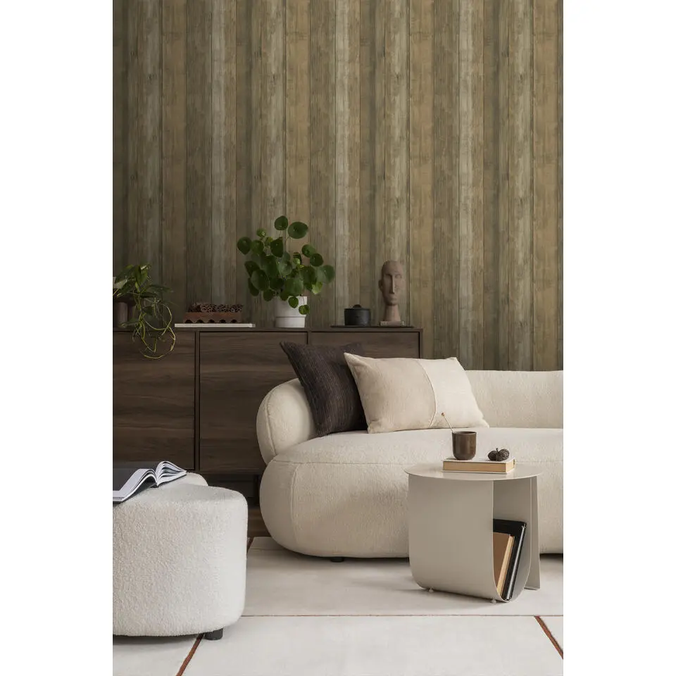 Sanders & Sanders behang houtlook bruin - 53 cm x 10 m