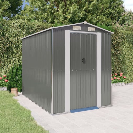NNEVL Garden Shed Light Grey 192x274x223 cm Galvanised Steel