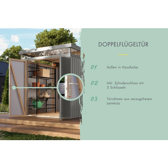 Gartenhaus »Deimern«, BxHxT: 298 x 239 x 215 cm (Außenmaße inkl. Dachüberstand), graualuminium