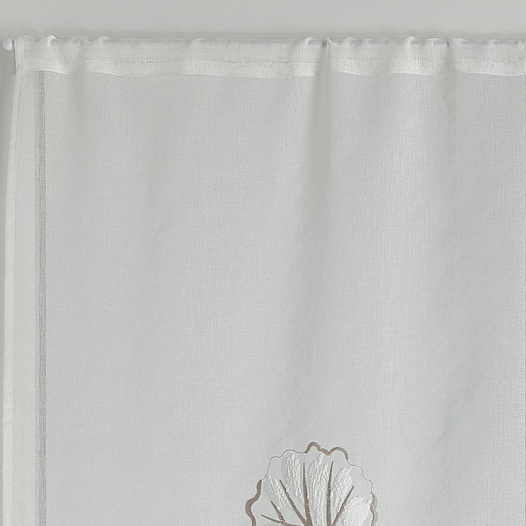 - Paire de vitrages au style floral polyester blanc 60x160 cm