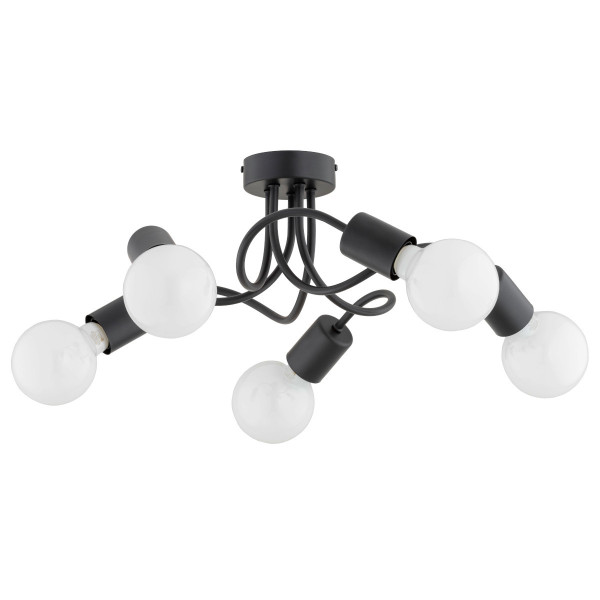 Lampa sufitowa czarna NILL 5xE27x15W wym: 18x50x50 cm Alfa