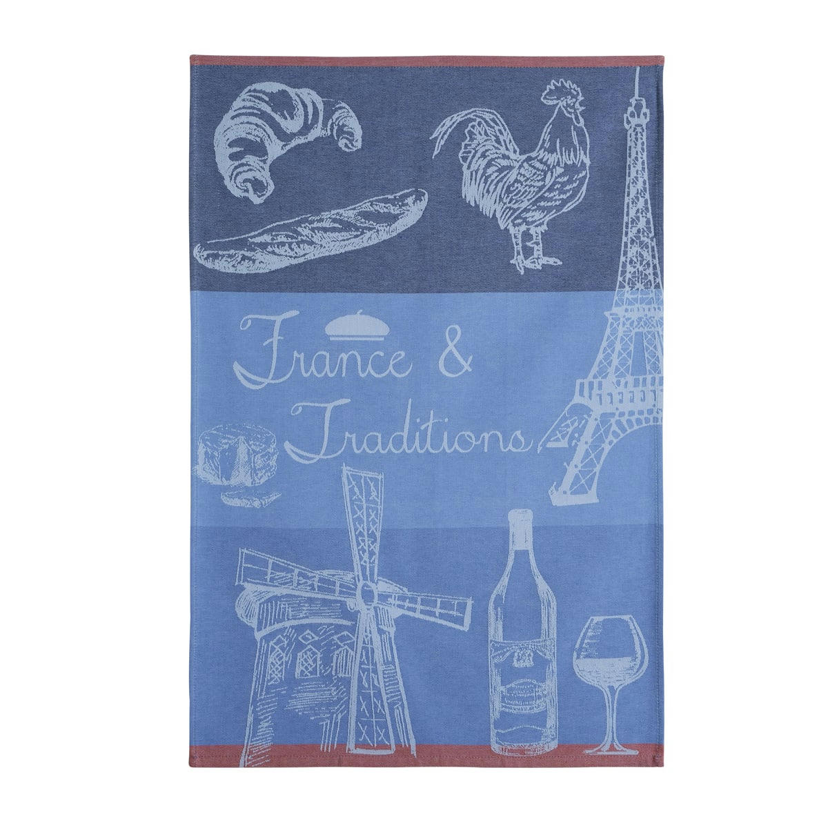 FRANCE ET TRADITION - Torchon en coton bleu 50x75