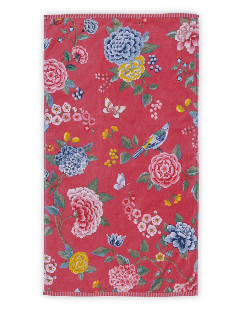 Pip Studio handdoek Good Evening - 55x100 cm - koraalrood