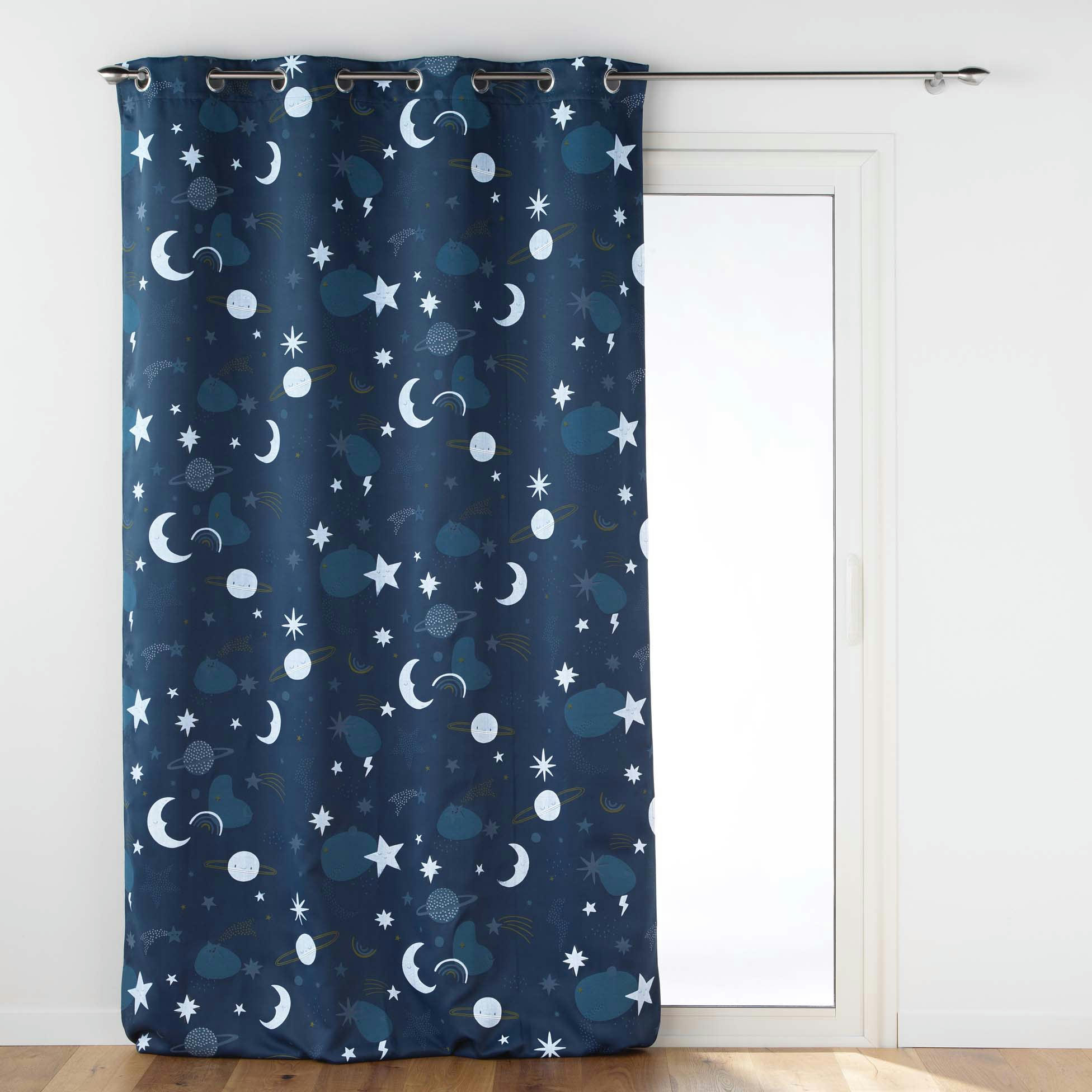 - Rideau occultant  polyester Bleu 140 X 260