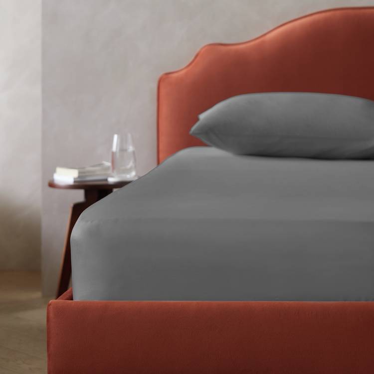 Habitat Egyptian Cotton 400TC Slate Fitted Sheet - Double