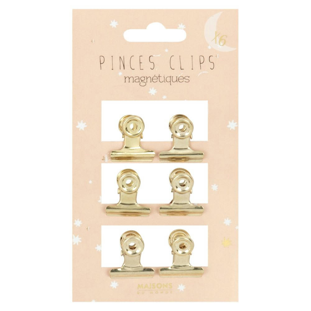 GIRLY - Pinces magnétiques en métal doré (x6)