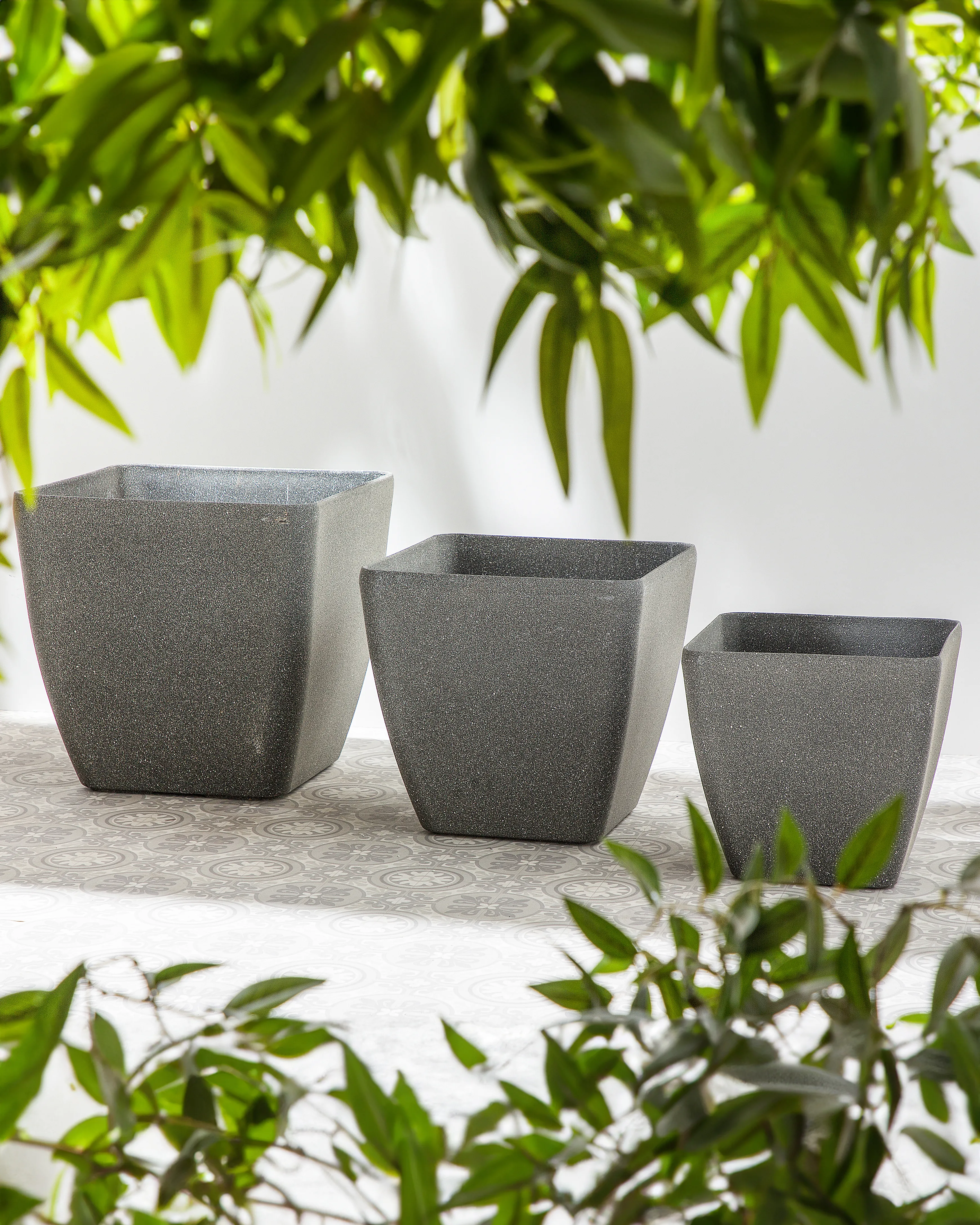 Set of 2 Plant Pots ZELI 34 cm Dark Grey