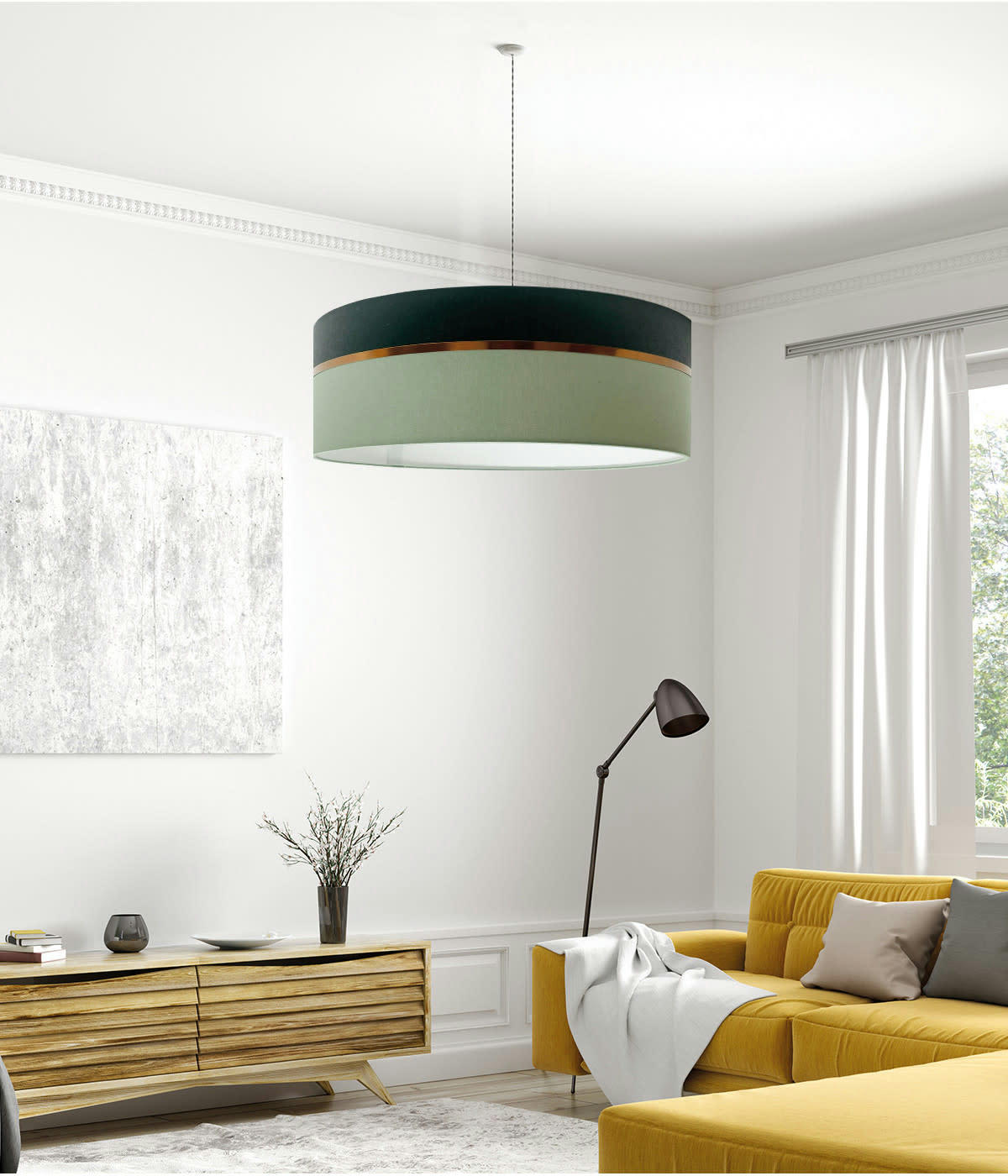 KHARANI - Suspension bicolore vert empire & tilleul D: 65 x H: 25