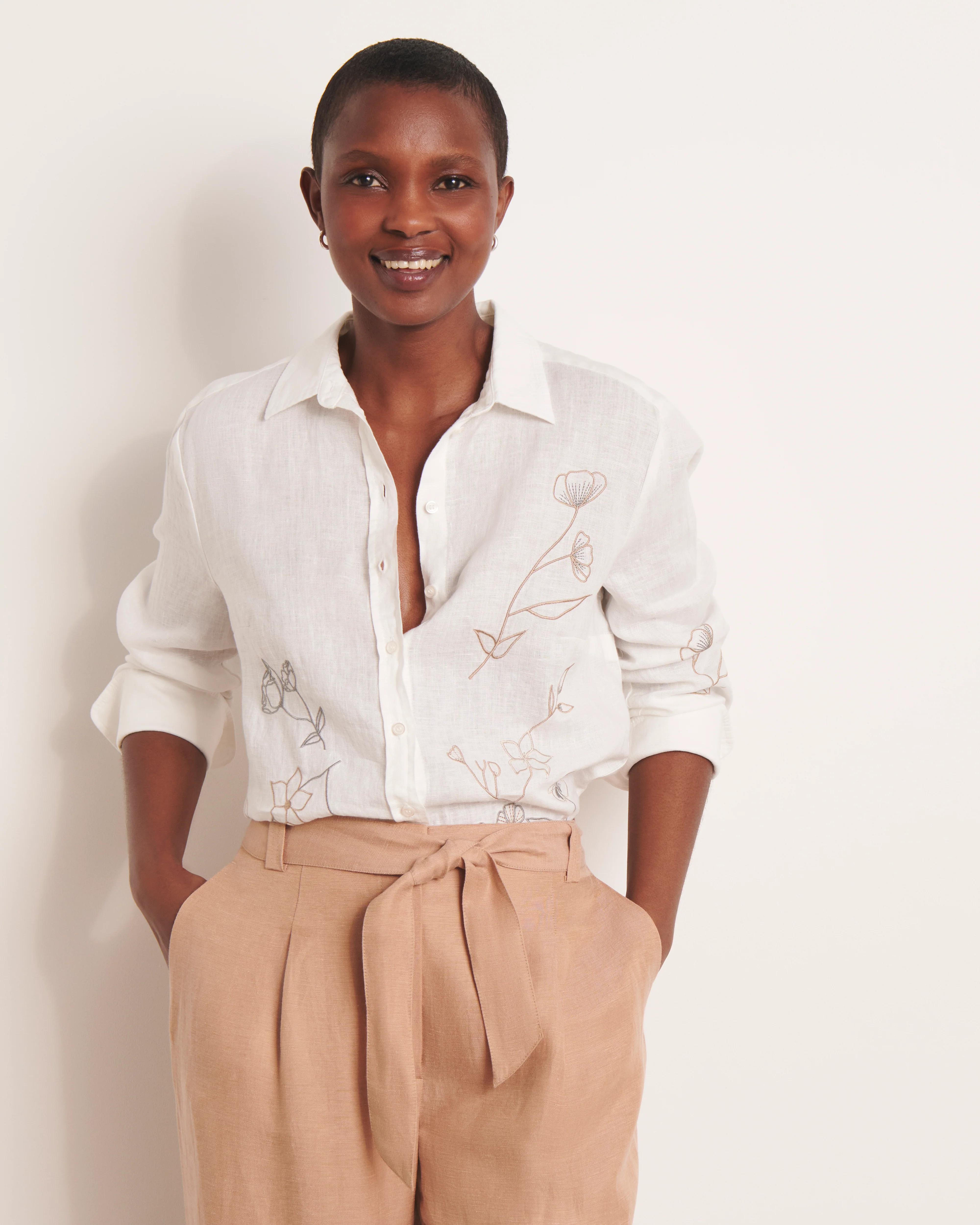 Chemise blanc cassé brodée CAMELIA/13143/511