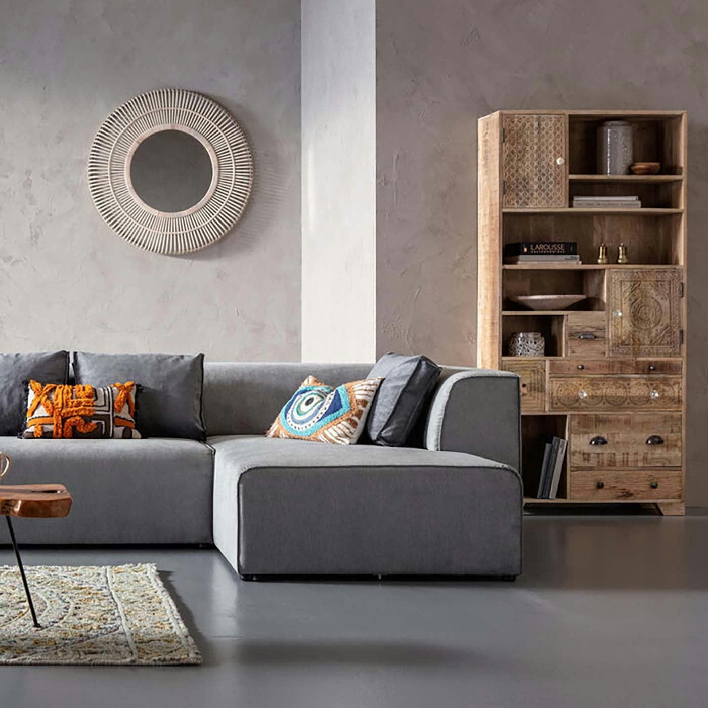 PURO - Etagère 193cm en manguier massif sculpté