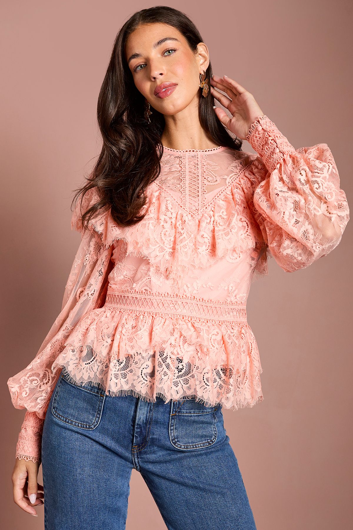 Coast Lace Frill Detail Blouson Sleeve Blouse