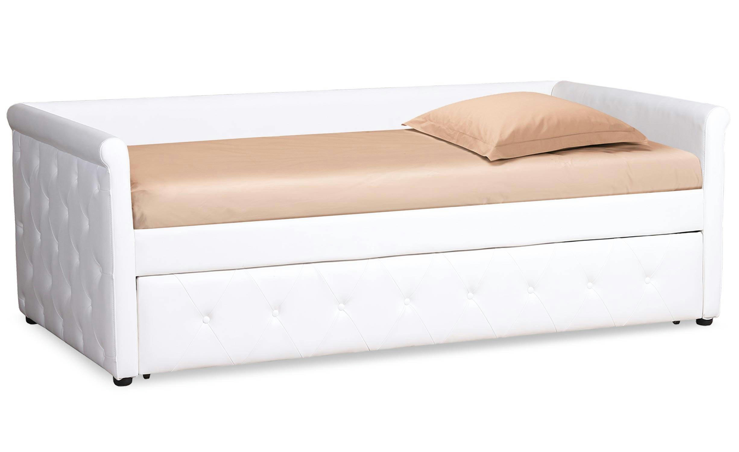 GARRY - Lit simple gigogne simili blanc