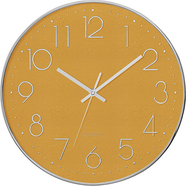 Horloge 3D Silver D30 cm - Jaune- Atmosphera