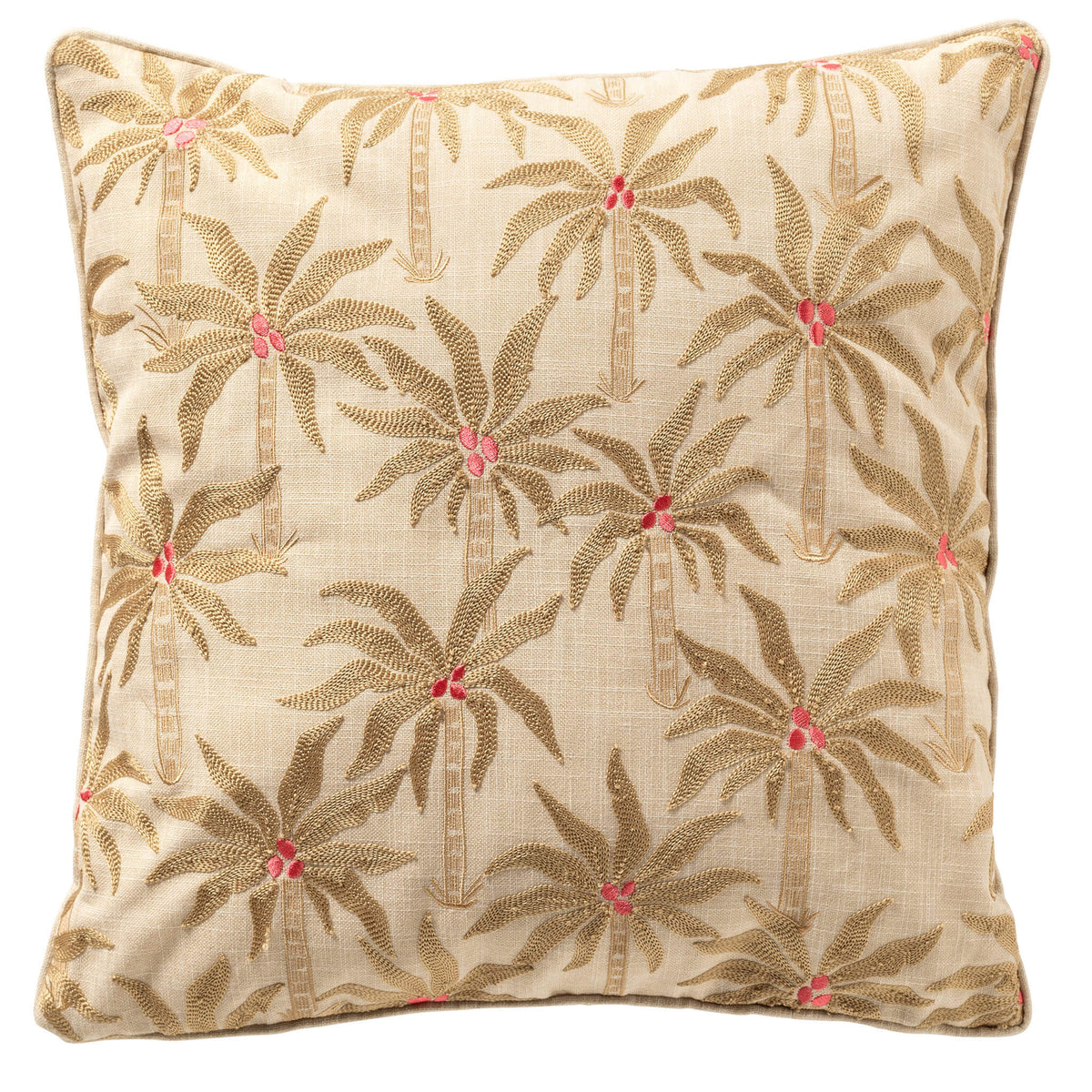 ZENNA - sierkussen 45x45 cm - palmbomen - Almond Buff - bruin, beige