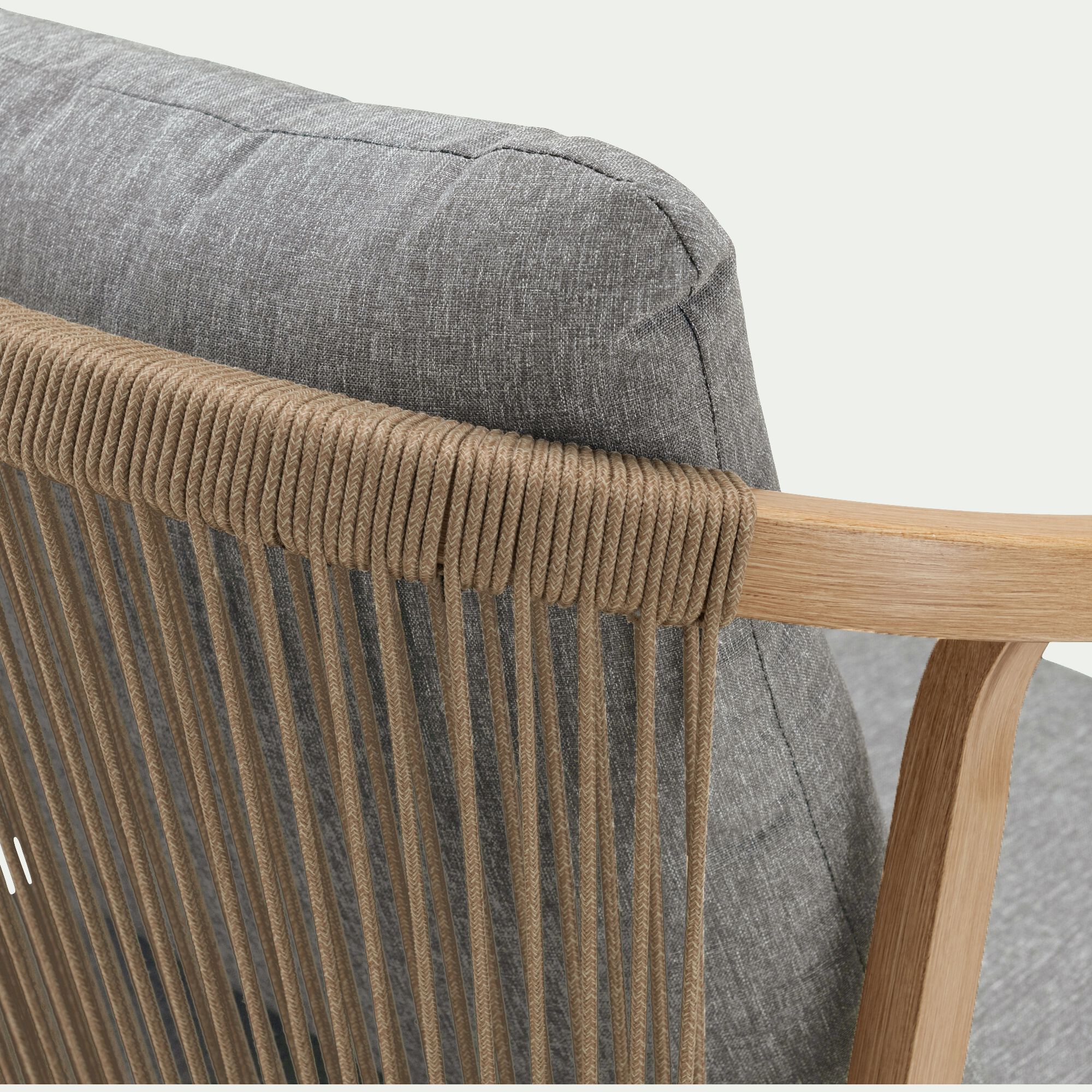 MYRTHE - Chaise de jardin avec accoudoirs en aluminium effet bois - gris