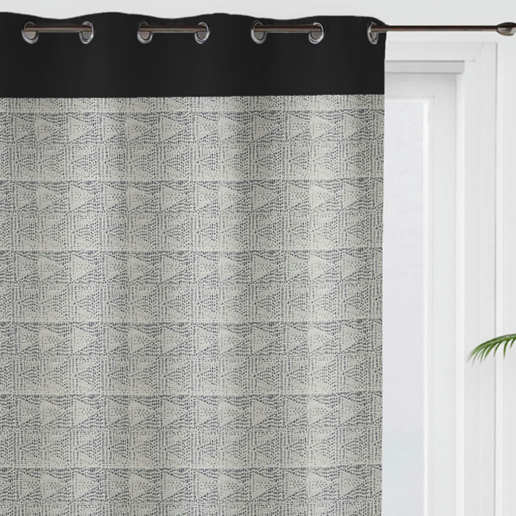 - Rideau à motifs graphiques en 100% coton noir 135x250 cm