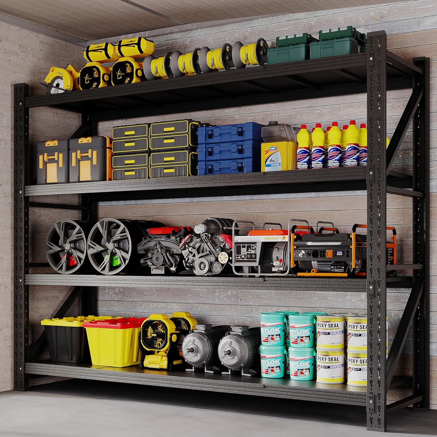 78.8 W Storage Shelves 7000lbs Garage Metal Shelving Heavy Duty Garage Shelves Adjustable Storage Shelves for Industrial, Factory, (78.8 W X 24 D X 78.8 H)